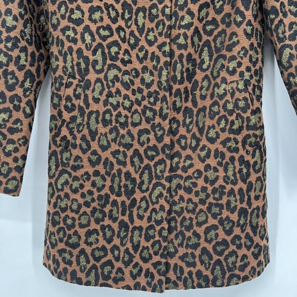 Dolce Cabo Leopard Print Long Coat – Brown/Gold – Size S - Picture 3 of 14